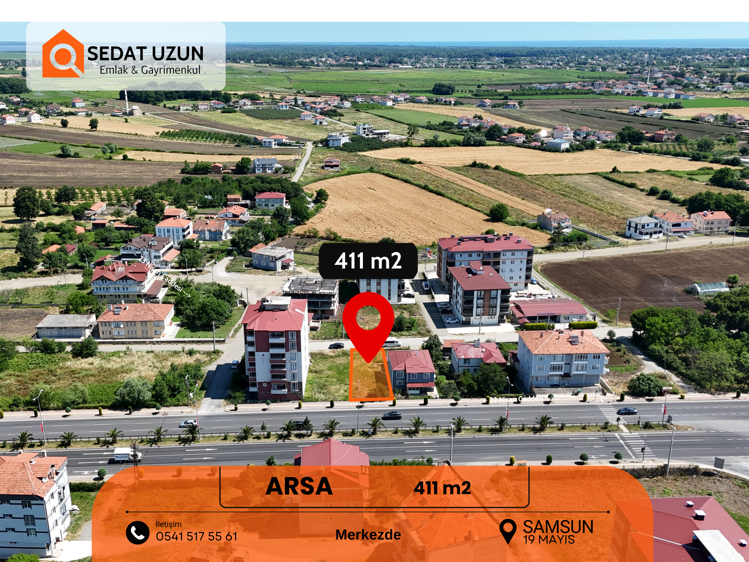 Samsun-Bafra Anayol Cepheli, 6 Kat İmarlı 411m² Arsa
